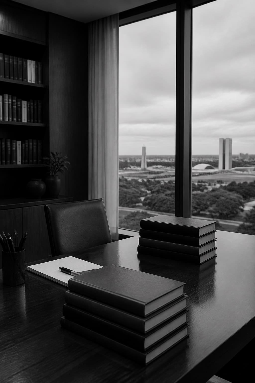 Gabinete com vista para o Congresso Nacional, em Brasília.
